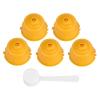 5Pcs Reusable Coffee Filter Capsules, Wiedererndbare Kaffeekapseln Stainless Steel Reusable Coffee Capsule Filter, Refillable, Kaffeekapseln Wiedererndbar With Spoon, For Coffee (Yellow) view 1