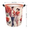 LFDSEPYM Laundry Hamper Large Laundry Basket Round Laundry Hampers with Handles Valentine's Day Stroll Dirty Clothes Hamper Storage Basket for Family Bedroom Decoration view 2