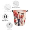 LFDSEPYM Laundry Hamper Large Laundry Basket Round Laundry Hampers with Handles Valentine's Day Stroll Dirty Clothes Hamper Storage Basket for Family Bedroom Decoration view 3