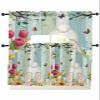 Easter Swag Kitchen Curtains Valance and Tier Set 36 Inch Length, Rod Pocket Swag Curtains for Living Room Bedroom Bathroom Window Drapes 3 Piece Funny Rabbit Butt Spring Plants Colorful Eggs view 1