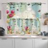 Easter Swag Kitchen Curtains Valance and Tier Set 36 Inch Length, Rod Pocket Swag Curtains for Living Room Bedroom Bathroom Window Drapes 3 Piece Funny Rabbit Butt Spring Plants Colorful Eggs view 2