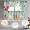 Easter Swag Kitchen Curtains Valance and Tier Set 36 Inch Length, Rod Pocket Swag Curtains for Living Room Bedroom Bathroom Window Drapes 3 Piece Funny Rabbit Butt Spring Plants Colorful Eggs view 3