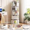 Aheaplus Rotating Bookshelf, 360 Display Wood Spinning Bookshelf Tower, 5 Tier Floor Standing Bookcase Storage Rack, Revolving Bookcase Corner Bookshelfs for Small Space, Bedroom, Study Room, White view 2