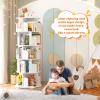 Aheaplus Rotating Bookshelf, 360 Display Wood Spinning Bookshelf Tower, 5 Tier Floor Standing Bookcase Storage Rack, Revolving Bookcase Corner Bookshelfs for Small Space, Bedroom, Study Room, White view 3