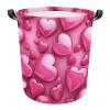 Laundry Hamper Large Laundry Basket Round Laundry Hampers with Handles Hearts Dirty Clothes Hamper Storage Basket for Family Bedroom Decoration view 1