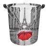 Laundry Hamper Large Laundry Basket Round Laundry Hampers with Handles Eiffel Tower Paris Red Umbrella Dirty Clothes Hamper Storage Basket for Family Bedroom Decoration view 1