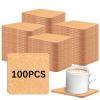 100 PCS Cork Coasters Bulk, Blank Square Cork Coasters DIY Crafts, Non-Slip Heat-Resistant Reusable Coffee Coaster, Suitable for Home Desktop Decoration view 1