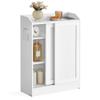 VASAGLE Narrow Storage Cabinet, Slim Floor Cabinet with Sliding Doors, Toilet Paper Holder and Brush Compartment, for Bathroom and Living Room, 7.9 x 23.6 x 31.5 Inches, Cloud White UBBC752W01 view 1