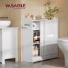 VASAGLE Narrow Storage Cabinet, Slim Floor Cabinet with Sliding Doors, Toilet Paper Holder and Brush Compartment, for Bathroom and Living Room, 7.9 x 23.6 x 31.5 Inches, Cloud White UBBC752W01 view 2