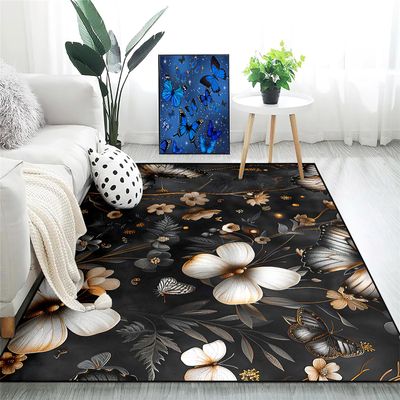 Butterfly Rug - Butterfly Rugs for Girls Bedroom Dinning Room Living Room Sofa Floor Mat Black Area Carpet Home Decor, 2.5x4 Feet