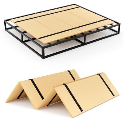 BBX-G Foldable Box Spring,80"x 57",Mattress Support Wooden Bunkie Board, Double Deck Bed, Large Bed Board Supported by Mattress,No Assembly Needed