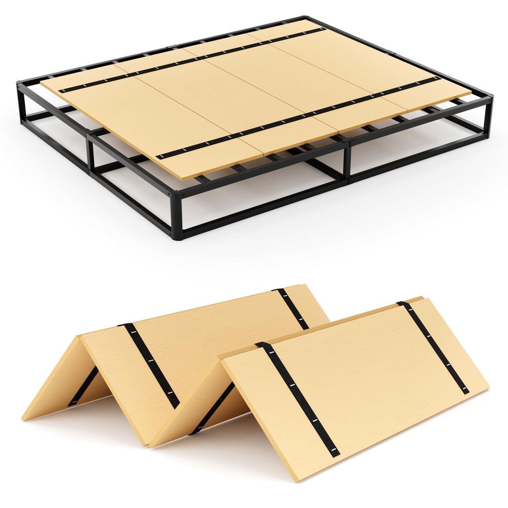 BBX-G Foldable Box Spring,80"x 57",Mattress Support Wooden Bunkie Board, Double Deck Bed, Large Bed Board Supported by Mattress,No Assembly Needed