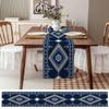 Native American Southwest Table Runner 90 Inches Long for Dining Table, Cotton Linen Farmhouse Washable Coffee Table Runners Dresser Scarf for Kitchen Party Holiday Western Boho Tribe Navy Blue view 3