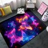 WJLBKGU Butterfly Rugs for Girls Bedroom - Purple Butterfly Rug for Girls Room Decor for Living Room Dining Room Sofa Floor Mat, Black, 4x5 Feet view 1