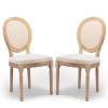 SoarTalent Rattan Back Upholstered Dining Chairs Set of 2 French Country Oval Kitchen Side Chairs with Wood Legs for Dining Room, Kitchen, Restaurant(Beige-Rattan) view 3