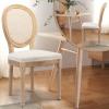 SoarTalent Rattan Back Upholstered Dining Chairs Set of 2 French Country Oval Kitchen Side Chairs with Wood Legs for Dining Room, Kitchen, Restaurant(Beige-Rattan) view 4