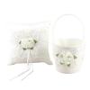 RTYUSWL Wedding Flower Girl Basket and Ring Bearer Pillow Set Romantic Flowers Lace Wedding Basket and Rings Pillow Satin Lace Pearl Collection Flower Basket Set for Wedding Party(White) view 1