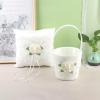 RTYUSWL Wedding Flower Girl Basket and Ring Bearer Pillow Set Romantic Flowers Lace Wedding Basket and Rings Pillow Satin Lace Pearl Collection Flower Basket Set for Wedding Party(White) view 2