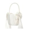 Flower Girl Baskets, Wedding Flower Girl Baskets, Ivory Flower Girl Basket, Flower Girl Baskets with Cute Pearl Handle Bowknot Satin Flower Baskets for Wedding Ceremony(#1) view 1