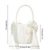 Flower Girl Baskets, Wedding Flower Girl Baskets, Ivory Flower Girl Basket, Flower Girl Baskets with Cute Pearl Handle Bowknot Satin Flower Baskets for Wedding Ceremony(#1) view 2
