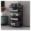 ELUKHT Audio Component Rack Tower Media Stereo Stand Equipment Shelf with Wheels, 3/4/ 5 Layer Steel Heavy Duty Home Entertainment System Organizer Holder (5 Tier a) view 1
