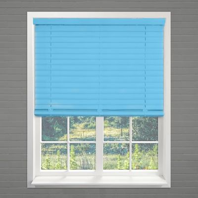 Aluminum Blinds Vinyl Blinds Cordless Room Darkening Venetian Blind Vinyl Mini Blinds for Indoor & Ourdoor by Aluminum Horizontal Mini Blinds Shades Blue.34Wx(12" H to 98" H Customizeize)
