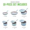GreenLife 10-Piece Nonstick Ceramic Cookware Set, Lightweight Healthy PFAS-Free Pots & Pans with Lids, Dishwasher & Oven Safe, Durable Body, Silicone Stay-Cool Handles, Easy Release, Blue Haze view 3