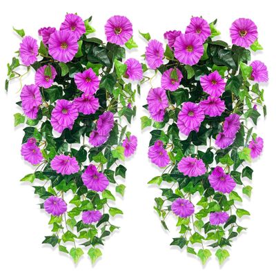 BLLMTEAR 1/2Pcs Artificial Plant Flowers Fake Falling Plant Climbing Plants Hanging Artificial Ivy Outdoor Indoor Falling Plants for Balcony Garden (Color : Violet, Size : 2pc:Jaune)