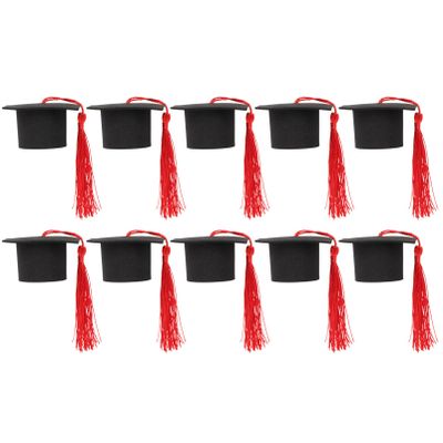 Toyvian 10pcs Mini Graduation Doctoral Tam Cake Toppers Creative Graduation Cap Decor for Parties Class Celebrations and Photo Props Tassel