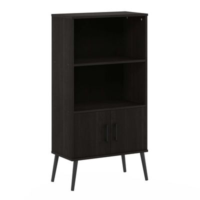 HomeStock Adjustable Shelf Bookcase Stylish Functional, Fits in Your Space, Sturdy On Flat Surface, Tall Shelving and A Storage Cabinet Espresso/3-Tier Cabinet with Leg