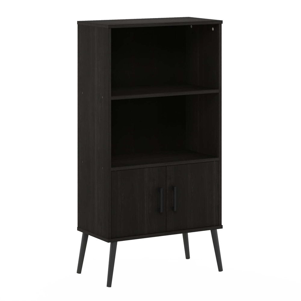 HomeStock Adjustable Shelf Bookcase Stylish Functional, Fits in Your Space, Sturdy On Flat Surface, Tall Shelving and A Storage Cabinet Espresso/3-Tier Cabinet with Leg