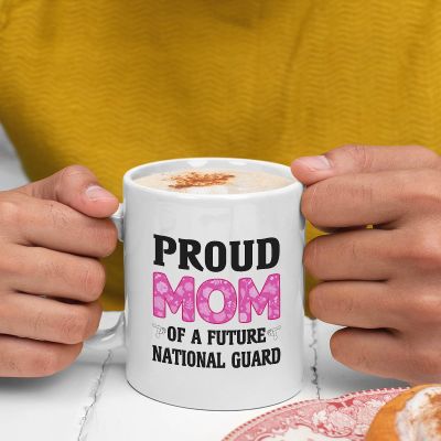 Awesome Gift For National Guard From Mom White 11oz Ceramic Mug - Proud Mom Of A Future National Guard
