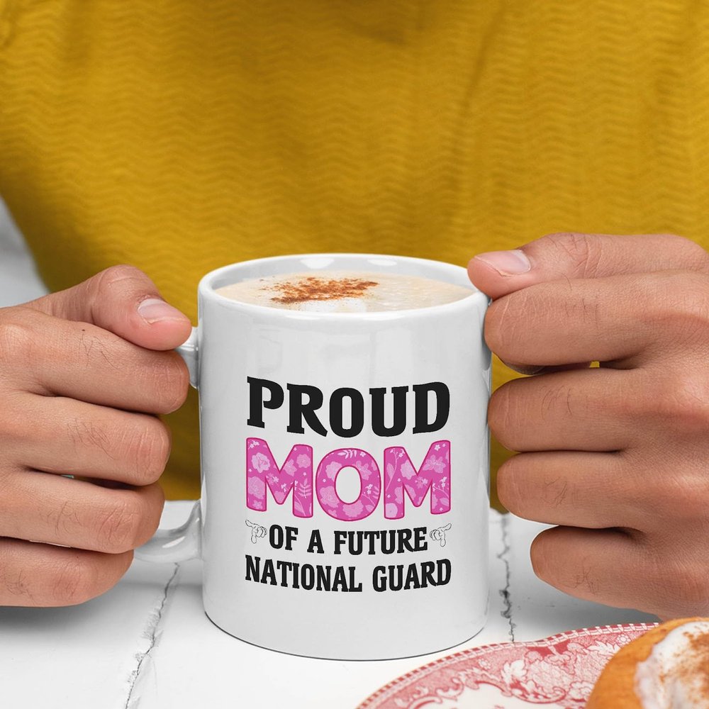 Awesome Gift For National Guard From Mom White 11oz Ceramic Mug - Proud Mom Of A Future National Guard