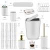 Bathroom Set,22 Piece Bathroom Accessories Set,White Shower Curtain,Tray,Soap Dispenser,Toothbrush Holder,Cup,Soap Dish,Toilet Brush,Qtip Holders,Trash Can for Bathroom Dcor and Housewarming Gifts view 2