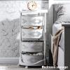 FTUREPAC Rotating Kitchen Storage Rack, 4 Tier Fruit and Vegetable Storage Basket, Kitchen Storage Cart with Lockable Wheels, Rolling Carts for Living Room Toilet (White, 4 Tier) view 2