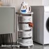 FTUREPAC Rotating Kitchen Storage Rack, 4 Tier Fruit and Vegetable Storage Basket, Kitchen Storage Cart with Lockable Wheels, Rolling Carts for Living Room Toilet (White, 4 Tier) view 3