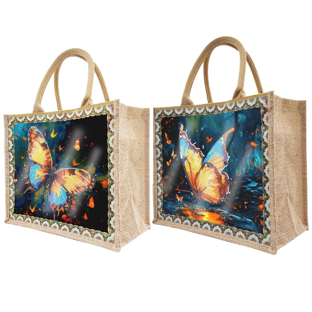 ARTopet 2Pcs DIY Diamond Art Painting Bags Handbag Handmade Shopping Tote Bags 2Pcs Canvas Pattern Reusable Grocery Bag for Womens Art Craft Gift