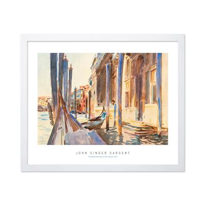 Poster Master Vintage Watercolor Poster - Retro Travel Print - Grand Canal, Gondolas In The Water, Colorful, Aesthetic - Gift for Artist, Friend - Wall Decor for Home, Office, 11x14 White Framed