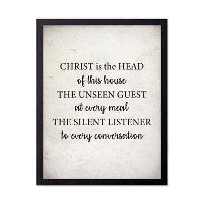 Poster Master Christ Poster - Christ is the Head of this House Print - Jesus Christ Art - Gift for Him, Her - Religious Christian Decor for Living Room, Bedroom, 16x20 Black Framed