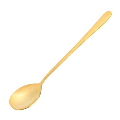 RXMORI Gold Soup Spoons, Iced Teaspoons Gold Spoons for Eating, Polishing Process Rust Prevention Brass Table Spoon with Long Handle for Restaurants Parties