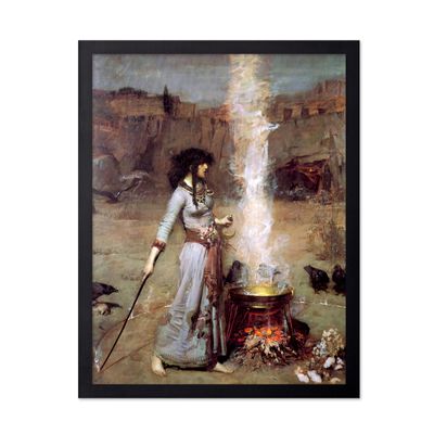 Poster Master Vintage Illustration Poster - Retro Gothic Print - Gift for Artist, Friend - Magic Circle, Witch, Woman, Pagan, Wicca, Aesthetics - Wall Decor for Home, Office, 16x20 Black Framed