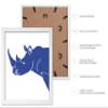 Poster Master Rhinoceros Poster - Retro Silhouette Print - Portrait & Safari Design - Animal Artwork - Wild Life Art - Chic Boho Decor - Aesthetic Kid's Room or Nursery Decor, 16x20 White Framed view 2