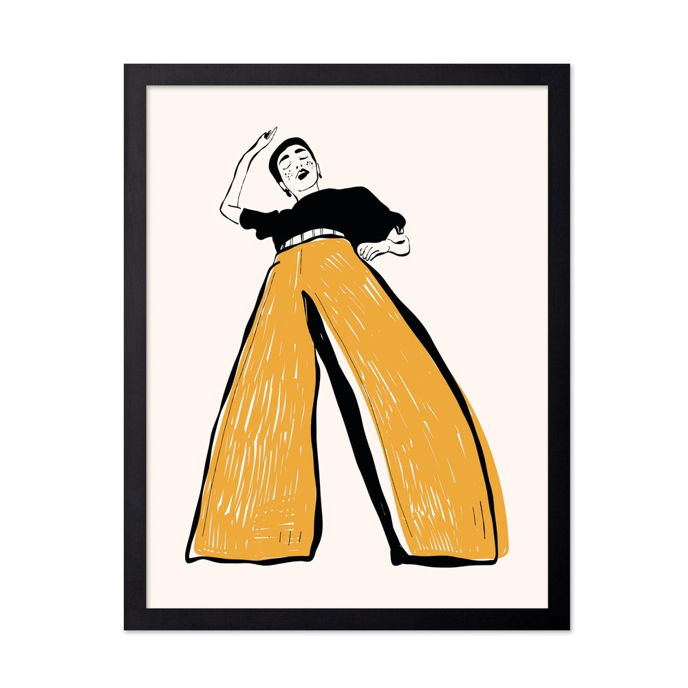 Poster Master Dancer Poster - Lady in Orange Trousers Print - Fashion Pop Art - Gift for Her, Women, Fashionista - Minimal Wall Decor for Home, Office, Bedroom, 16x20 Black Framed