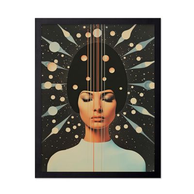 Poster Master Surreal Poster - Woman Portrait Print - Extraterrestrial Art - Modern Art - Trendy Art - Gift for Men & Women - Avant Garde Decor for Living Room or Bedroom, 16x20 Black Framed