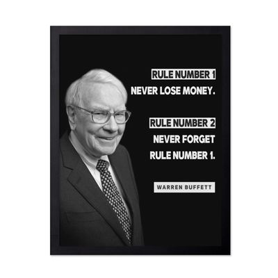Poster Master Never Lose Money Poster - Warren Buffett Print - Motivational Art - Positive Quotes Art - Gift for Men & Women - Funny Inspiring Decor for Living Room or Office, 16x20 Black Framed