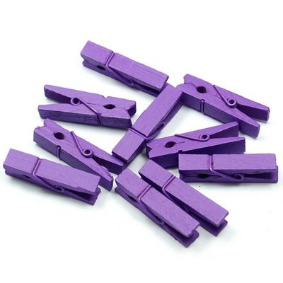 DULAI 100pcs/Set Mini Colored Wooden Clips for Photo Clips Clothespin Paper Peg Pin Craft Decoration Clips Pegs Wedding Decoration (Purple)