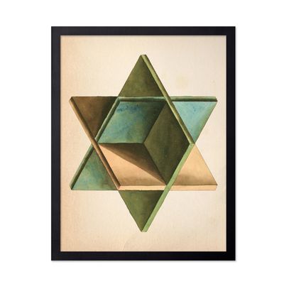 Poster Master Vintage Geometrical Poster - Retro Minimalist Print - Gift for Artist, Friend - Hexagram Mandala, Shapes, Abstract, Star - Wall Decor for Living Room, Office, 16x20 Black Framed