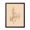 Poster Master Beige Rodeo Poster - Retro Cowboy on Bucking Horse Print - Cowboy Art - Western Print - Wild West Design - Gift for Him & Her - Decor for Ranch, Barn or Living Room - 11x14 Black Framed view 1
