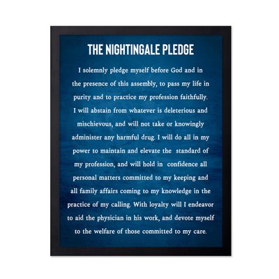 Poster Master Nurse's Pledge Poster - The Nightingale Pledge Print - Nurse Oath Art - Gift for Men, Women, Nurse - Great Wall Decor for Bedroom, Living Room, Office, 16x20 Black Framed