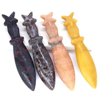 AtkitS Crystal Natural Stone Carving Sword Decorated with Crystal Knife Gothic Dagger Crafts Home Decoration (Color : Black Obsidian, Size : 1 PCS)